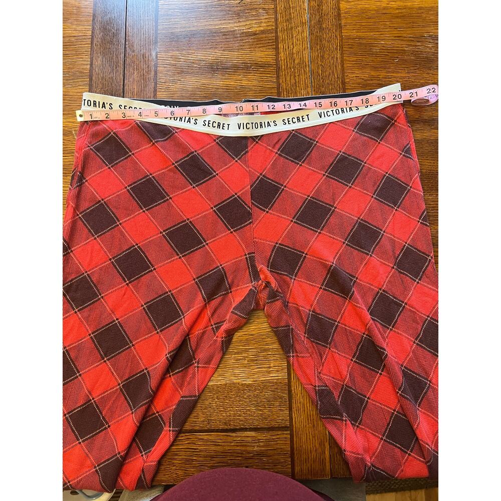 Victoria’s Secret Red Black Plaid Pajama Set XL Long Sleeve Top & Pants - Picture 14 of 15